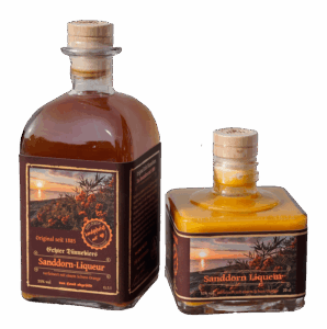 Sanddorn-Liqueur mit einem Touch Orange 0,2l / 35% | Grundpreis 90 € / L